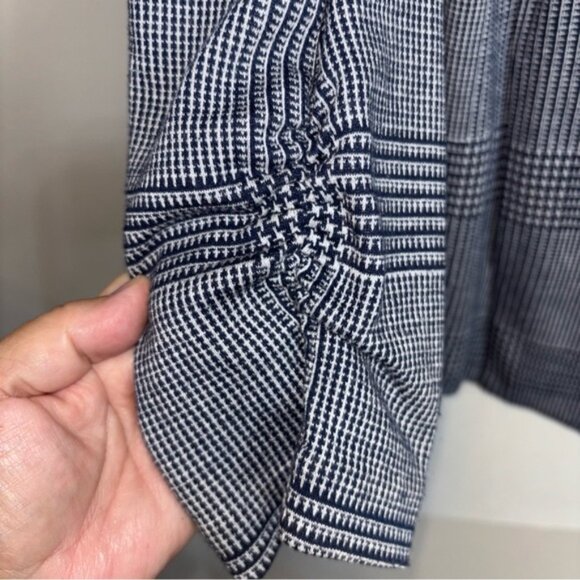 Tart Women’s XL Navy White Houndstooth Blazer Open Cardigan Sweater Pockets - Picture 7 of 10